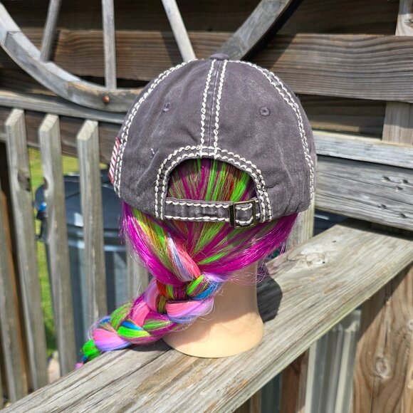 Ladies Dark Gray Old Glory BLING Hat NEW - Picture 4 of 4